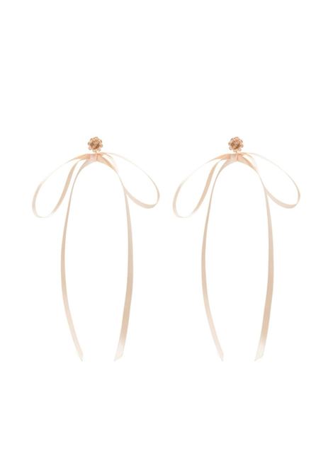 Rose gold Bow Ribbon beaded stud earrings Simone Rocha - women